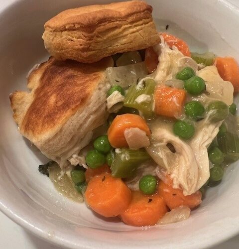 Biscuit Pot Pie in a bowl.