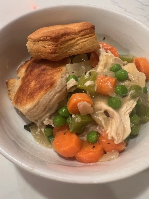 Biscuit Pot Pie in a bowl.